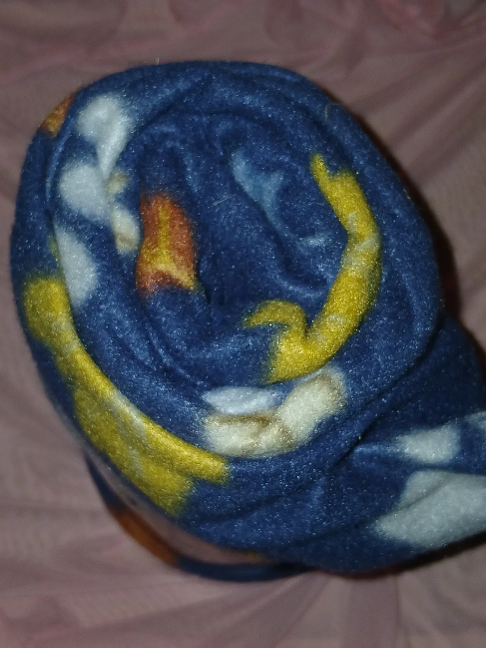 Mainstays Navy Plush Blanket with Multicolor Paw & Leaf Print